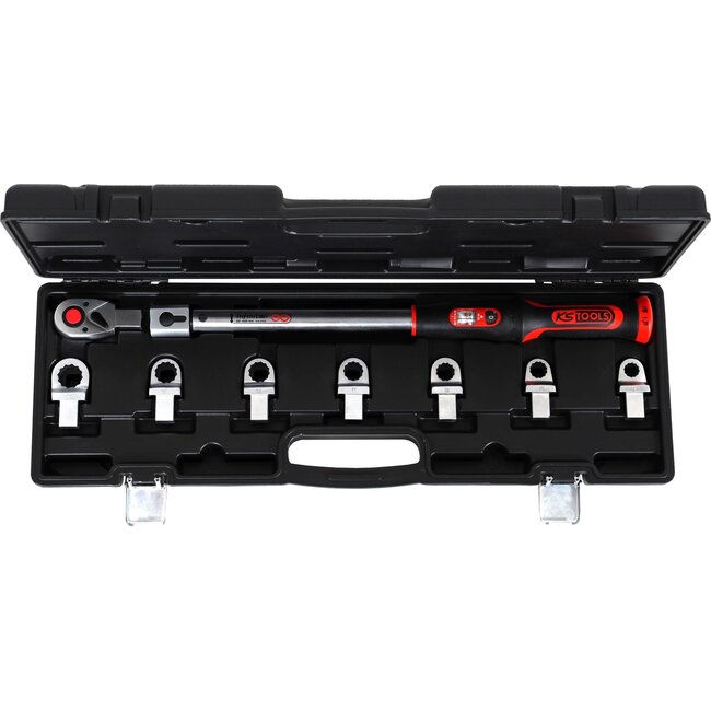 KS Tools 14x18mm INFINITOOL torque wrench toolkit with retangular tool holder 20-200Nm, 9 pcs - 516.9105