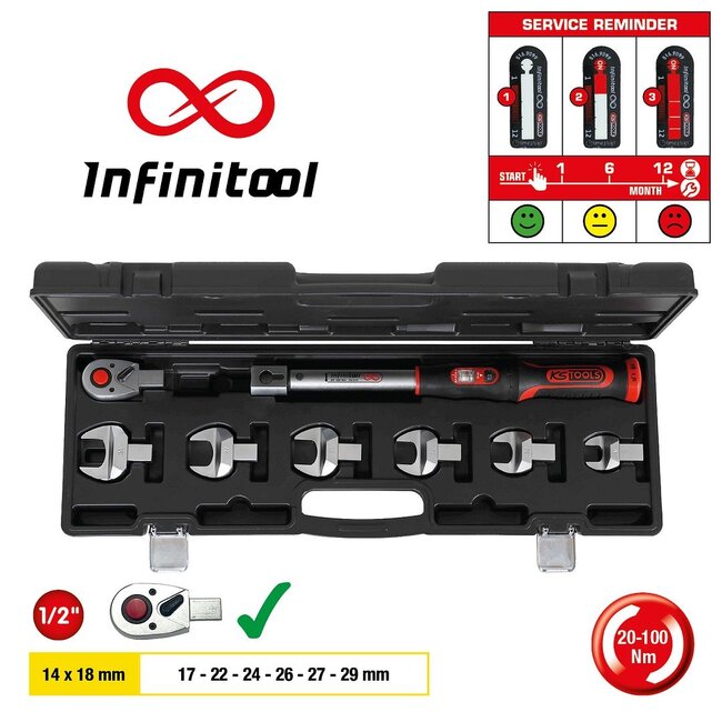 KS Tools 14x18 mm Coffret de clés dynamométriques INFINITOOL 20-100 Nm, 8 pcs - 516.9110