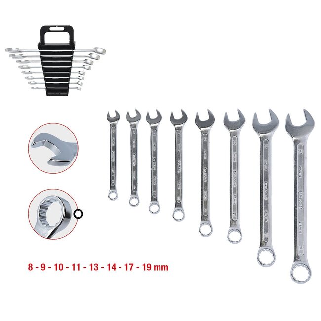 KS Tools Combination wrenches set, offset, 8 pcs 8-19mm - 517.0048