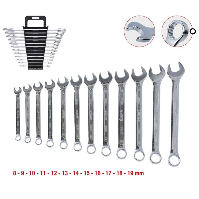KS Tools Jeu de clés mixtes inclinées, 12 pcs 8-19mm - 517.0052