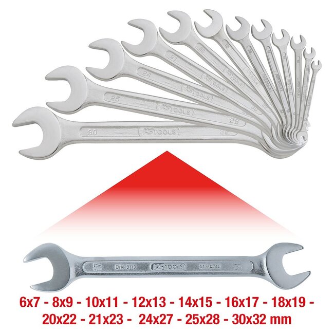 KS Tools Double open ended spanner set, 12 pcs, 6x7-30x32mm - 517.0125
