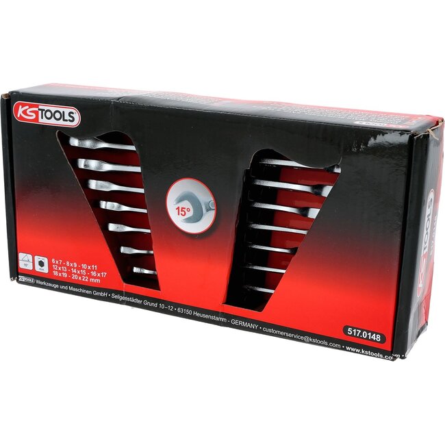 KS Tools Doppel-Maulschlüssel-Satz, 8-tlg, 6x7-20x22mm - 517.0148