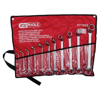 KS Tools Double ring wrench set, offset, 11 pcs 6-32mm