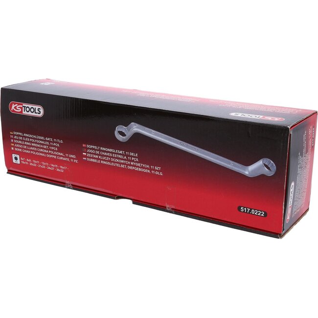 KS Tools Dubbele ringsleutelset - diep gebogen - 11 - delig - 6-32mm - 517.0222