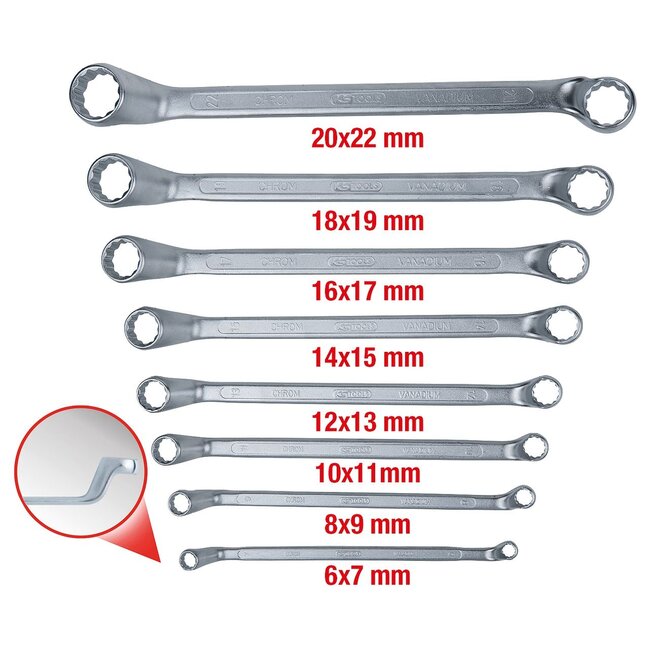 KS Tools Double ring wrench set, offset, 8 pcs 6-22mm - 517.0248