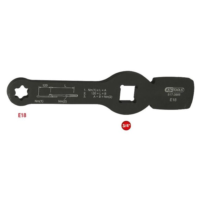 KS Tools 3/4" Slogging Torx-E wrench with 2 striking faces, E18 - 517.0908