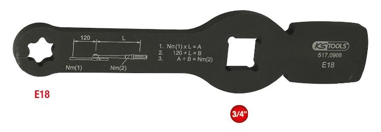 KS Tools 3/4" Torx-E slagsleutel met 2 slagvlakken - E18 - 517.0908, foto 2 van 4