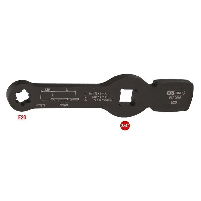KS Tools Clé à chocs Torx E 3/4" avec 2 surfaces d'impact, E20 - 517.0910