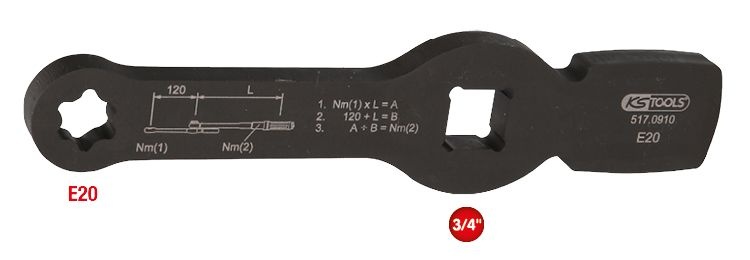 KS Tools 3/4" Torx-E slagsleutel met 2 slagvlakken - E20 - 517.0910, foto 2 van 4