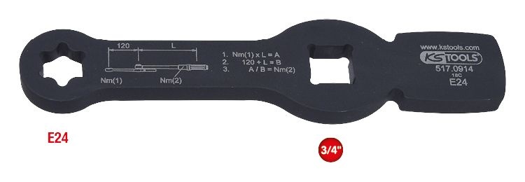 KS Tools 3/4" Torx-E slagsleutel met 2 slagvlakken - E24 - 517.0914, foto 2 van 4