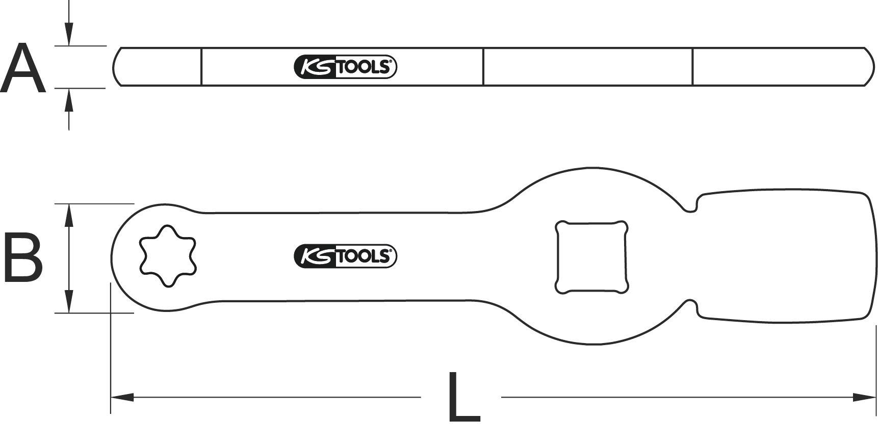 KS Tools 3/4" Torx-E slagsleutel met 2 slagvlakken - E24 - 517.0914, foto 4 van 4