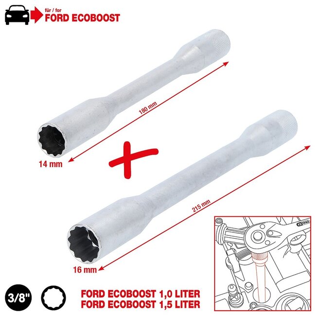 KS Tools 3/8" Zündkerzen-Stecknuss-Satz für EcoBoost Motoren, 2-tlg - 517.1135