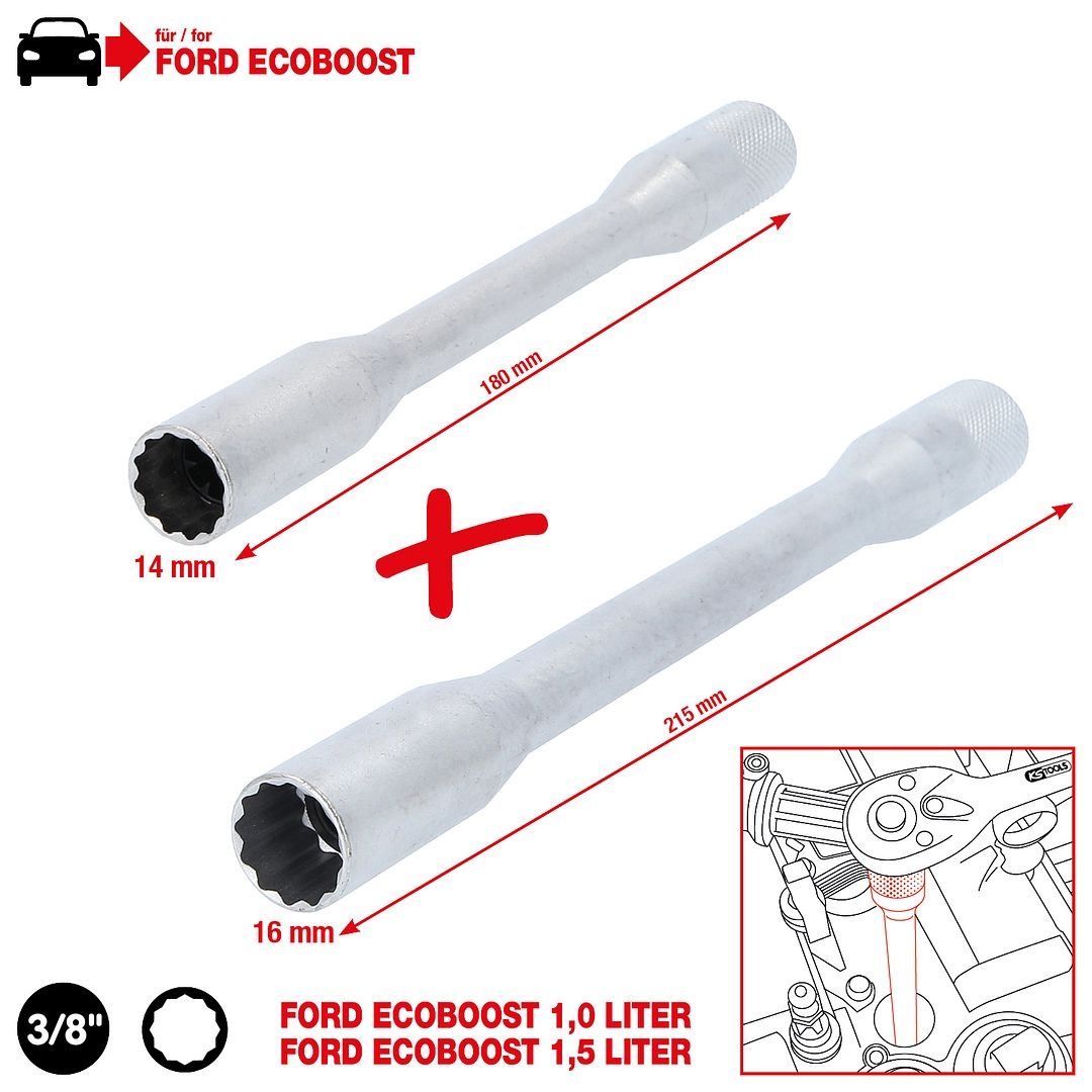 KS Tools 3/8"bougiedopset voor EcoBoost-motoren - 2 - delig - 517.1135, foto 2 van 5