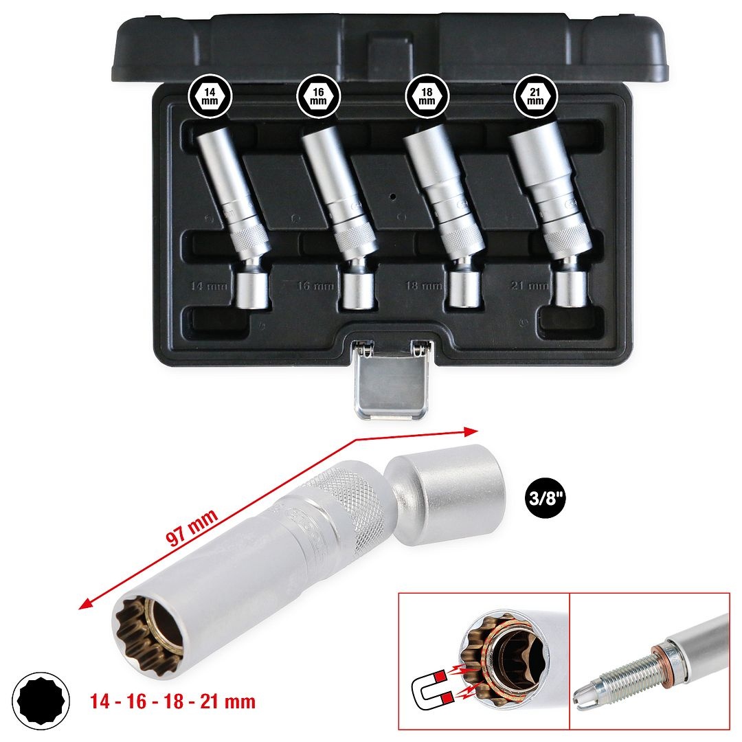 KS Tools 3/8" bougiedopsleutelset - 4 - delig - magnetisch met scharnier - 517.1145, foto 2 van 6