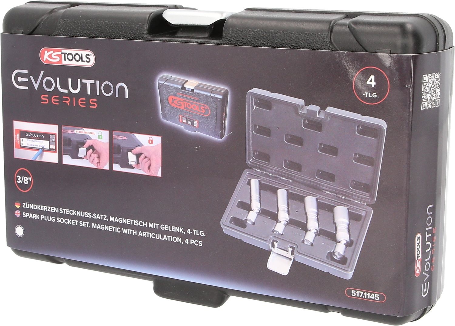 KS Tools 3/8" bougiedopsleutelset - 4 - delig - magnetisch met scharnier - 517.1145, foto 4 van 6