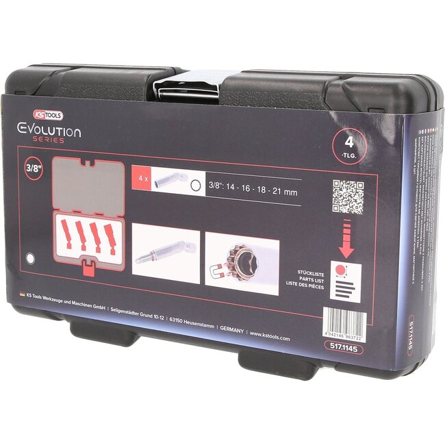 KS Tools 3/8" bougiedopsleutelset - 4 - delig - magnetisch met scharnier - 517.1145
