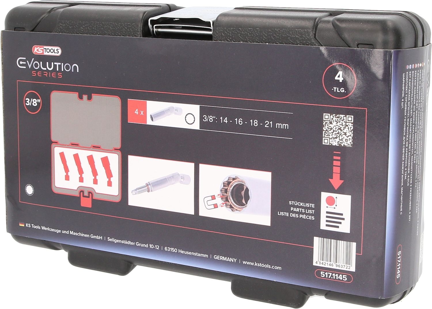 KS Tools 3/8" bougiedopsleutelset - 4 - delig - magnetisch met scharnier - 517.1145, foto 5 van 6