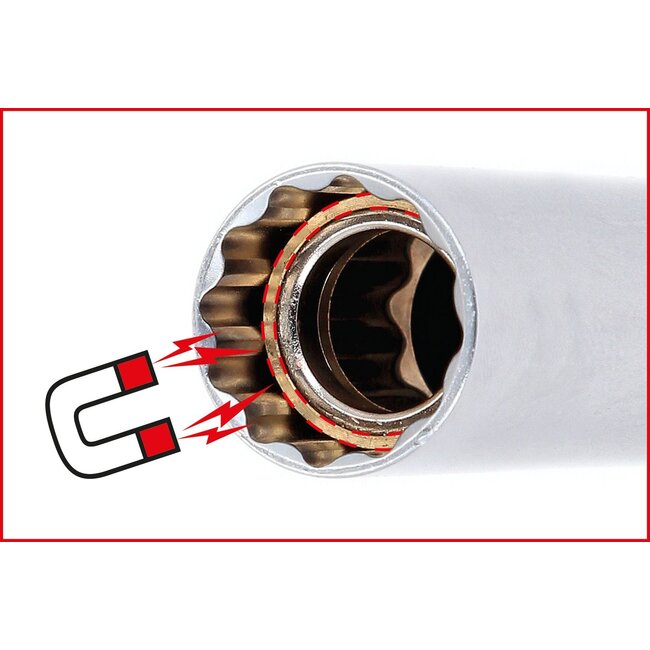 KS Tools 3/8" Zündkerzen-Stecknuss-Satz, 4-tlg, magnetisch mit Gelenk - 517.1145