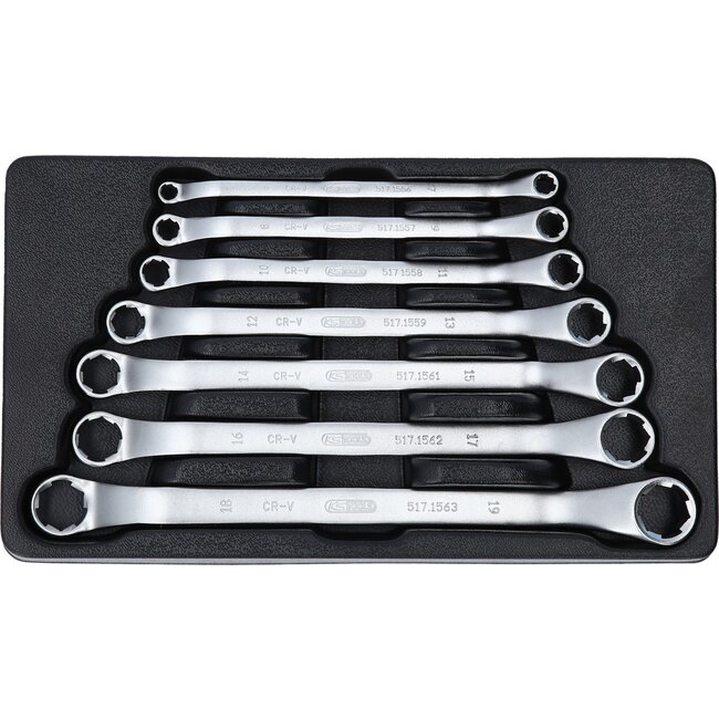 KS Tools RESCUEpower Double ended ring wrench offset set 7 pcs 6-19mm  - 517.1555