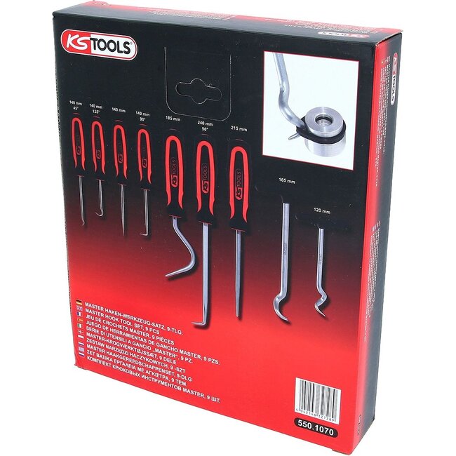 KS Tools Jeu de crochets MASTER, 9 pcs - 550.1070