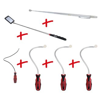 KS Tools Flexibler und Teleskop-Magnethalter und Inspektionsspiegel-Satz, 6-tlg
