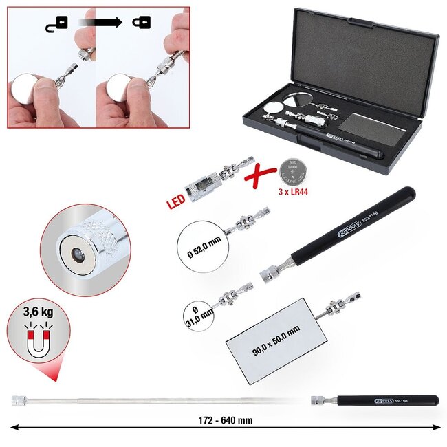 KS Tools Flexible inspection mirror set, 5 pcs - 550.1145