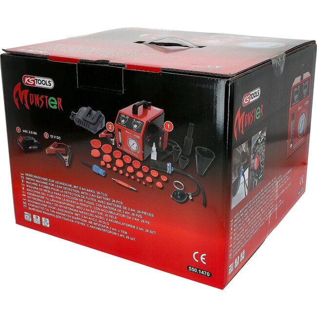 KS Tools Nebelmaschine zur Lecksuche, mit 2 Ah Akku, 36-tlg - 550.1470