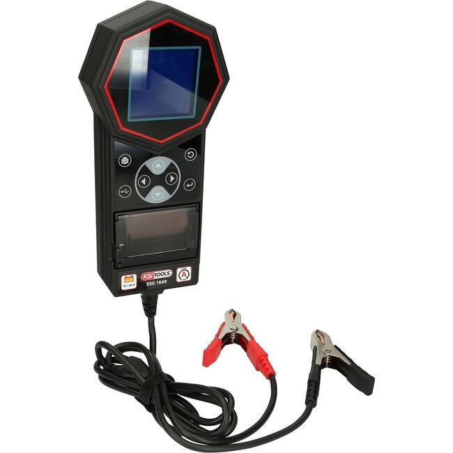 KS Tools Testeur de système de chargement et de batterie numérique 12 V / 24 V avec imprimante intégrée - 550.1649