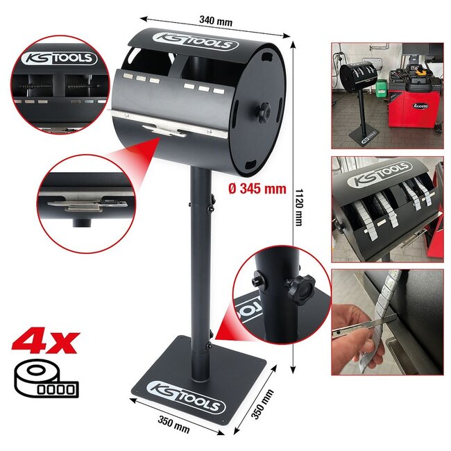 KS Tools Support pour rouleaux de masses d’équilibrage adhésives avec pied - 800.0105