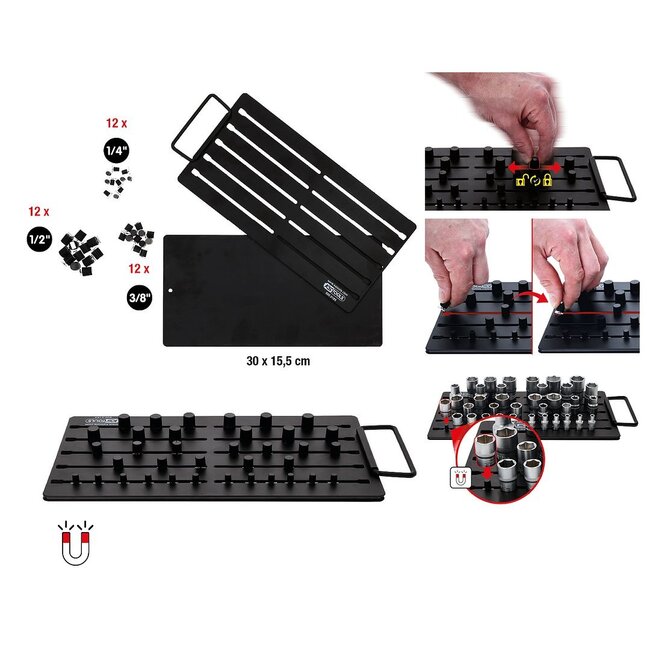 KS Tools Système de rangement de douilles magnétique, 38 pcs - 800.0185