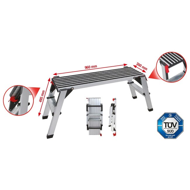 KS Tools Aluminum work platform, 1270x446x495mm - 800.0960