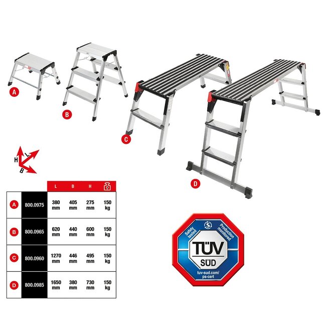 KS Tools Aluminum step ladder - 800.0965