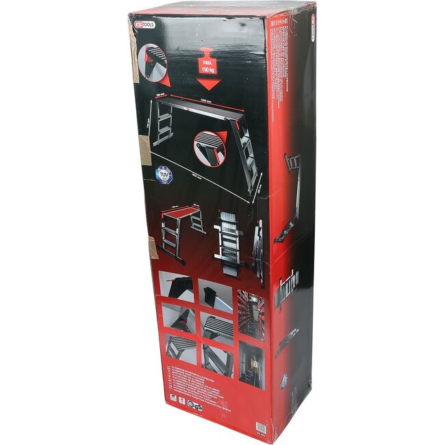 KS Tools Aluminium-Sicherheits-Laufbühne, L1650xB380xH730mm - 800.0985