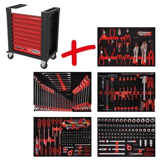 KS Tools Performanceplus Werkstattwagen-Satz P10 mit 279 Werkzeugen für 5 Schubladen