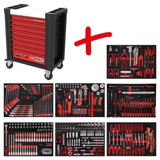KS Tools Composition pour servante d’atelier Performanceplus P10 avec 397 outils pour 7 tiroirs