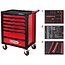 KS Tools RACINGline SCHWARZ/ROT Werkstattwagen mit 7 Schubladen und 215 Premium-Werkzeugen - 826.7215