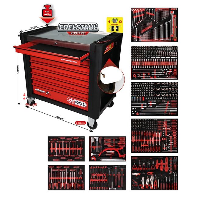 KS Tools Performanceplus Werkstattwagen-Satz P30 mit 706 Werkzeugen für 7 Schubladen - 830.9706