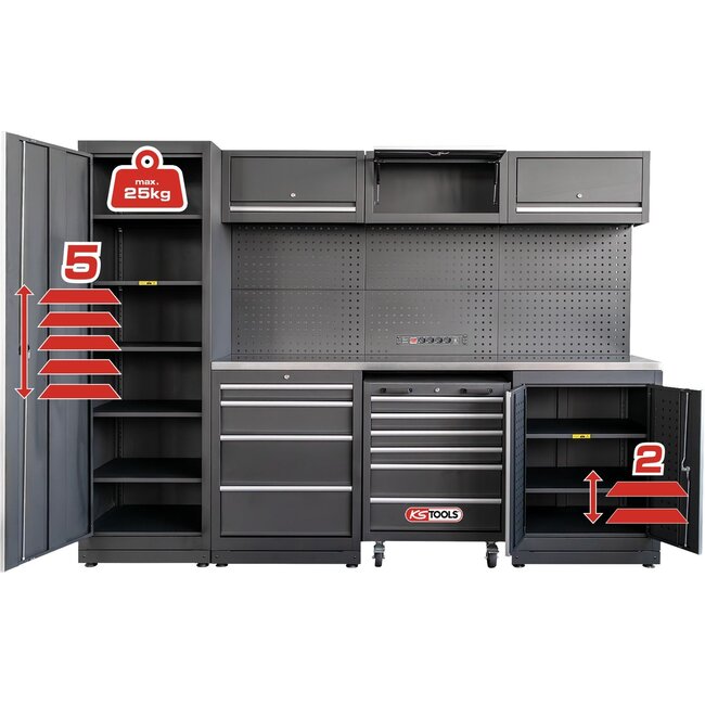 KS Tools Système d’armoires d’atelier , plateau en acier inoxydable - 866.6000