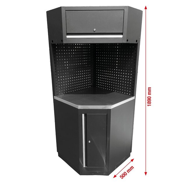 KS Tools Werkstatt-Schranksystem Eck-Modul, Edelstahlarbeitsplatte - 866.6010