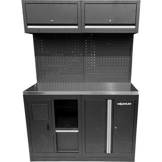 KS Tools Workshop cabinet system expansion module, stainless steel worktop, waste system with paper roll holder