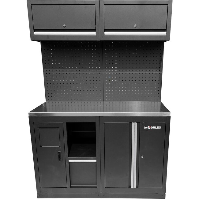 KS Tools Workshop cabinet system expansion module, stainless steel worktop, waste system with paper roll holder - 866.6040