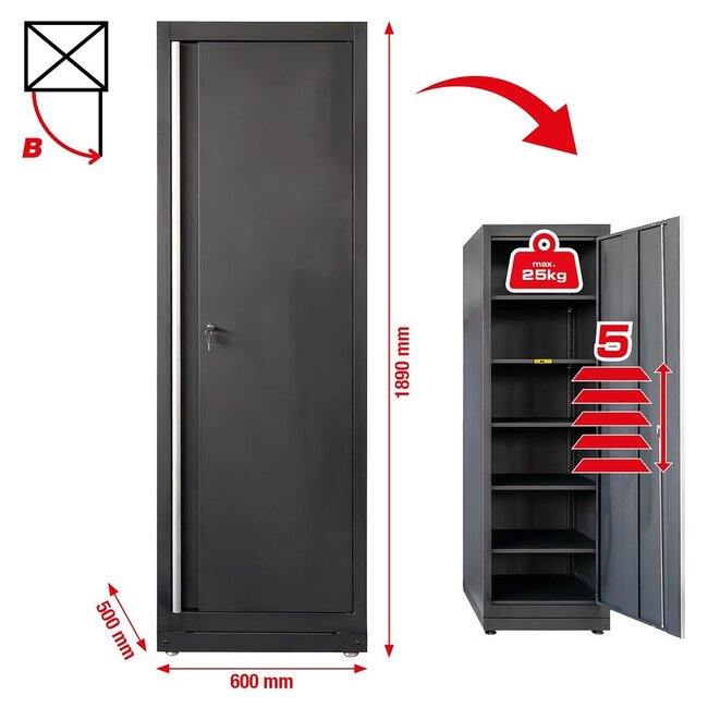 KS Tools Werkplaatskastsysteem - staande kast met kabeldoorvoer links - 866.6060