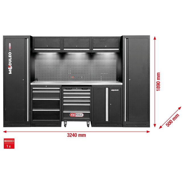 KS Tools Werkplaatskastsysteem - recht - 3240 x 500 mm - 866.6205