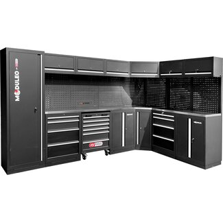 KS Tools Werkstatt-Schranksystem, L-Form, 3400 x 2120 mm, Variante 1