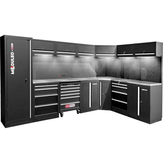 KS Tools Workshop cabinet system, L form, 3400 x 2120 mm, option 1 - 866.6210