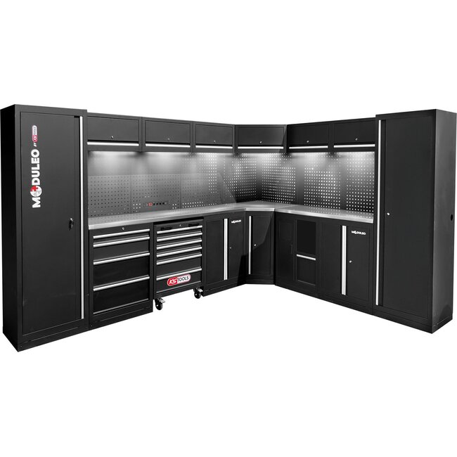 KS Tools Workshop cabinet system, L form, 3400 x 2720 mm, option 1 - 866.6215
