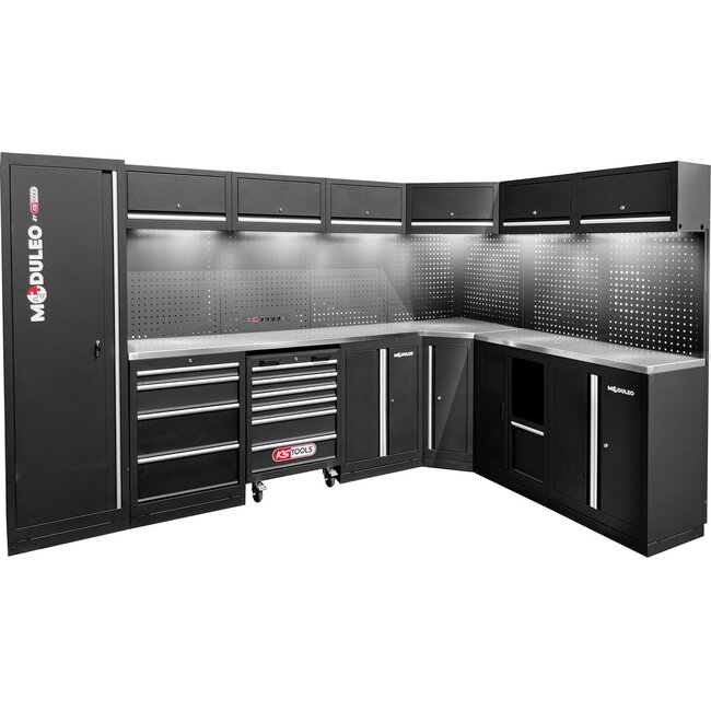 KS Tools Système d’armoire d’atelier, forme en L, 3400 x 2120 mm, variante 2 - 866.6220