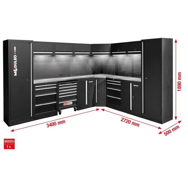 KS Tools Werkplaatskastsysteem - L-vorm - 3400 x 2720 mm - variant 2 - 866.6225