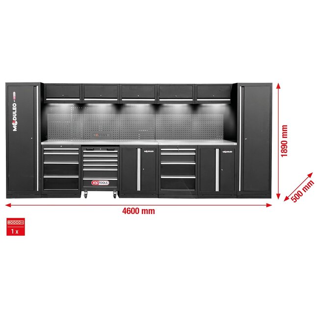 KS Tools Werkplaatskastsysteem - recht - 4600 x 500 mm - variant 1 - 866.6230