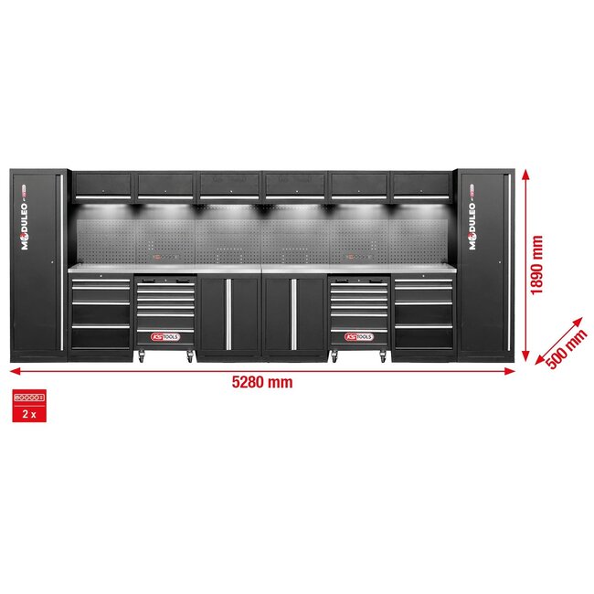 KS Tools Werkstatt-Schranksystem, gerade, 5280 x 500 mm - 866.6240